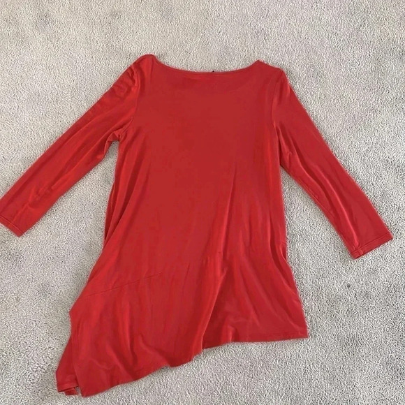 Eileen Fisher Asymmetric Jersey Top Women’s M Burnt Orange Boho Artsy Lagenlook - Picture 10 of 14
